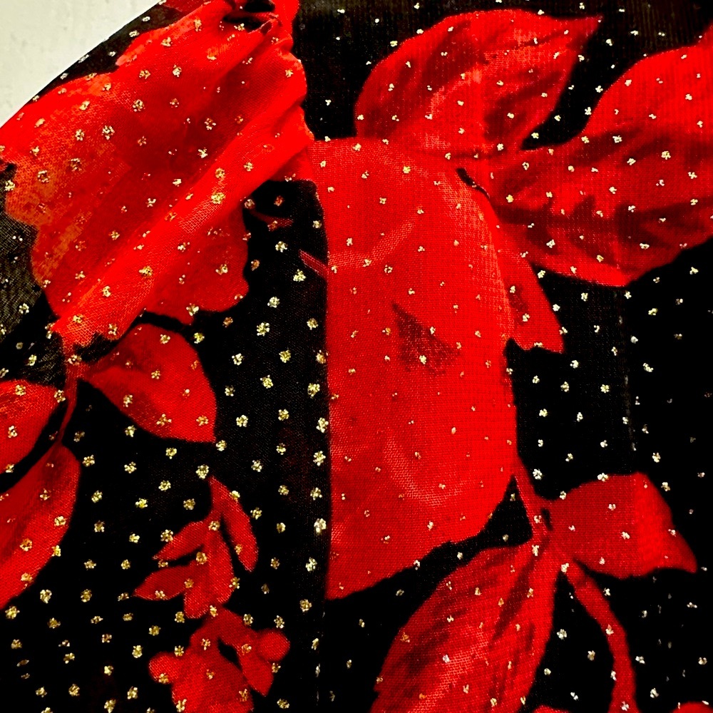 ⭐️HostPick⭐️City Triangles Black & Red Floral Long Sleeve Dress w/ Gold sparkles - Picture 8 of 14